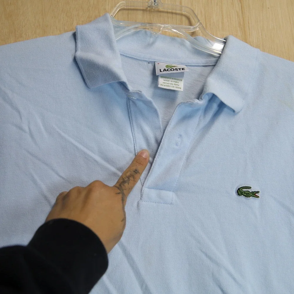 Lacoste Mens Light Blue Cotton Pique Short Sleeve Polo Shirt Size 8 XL